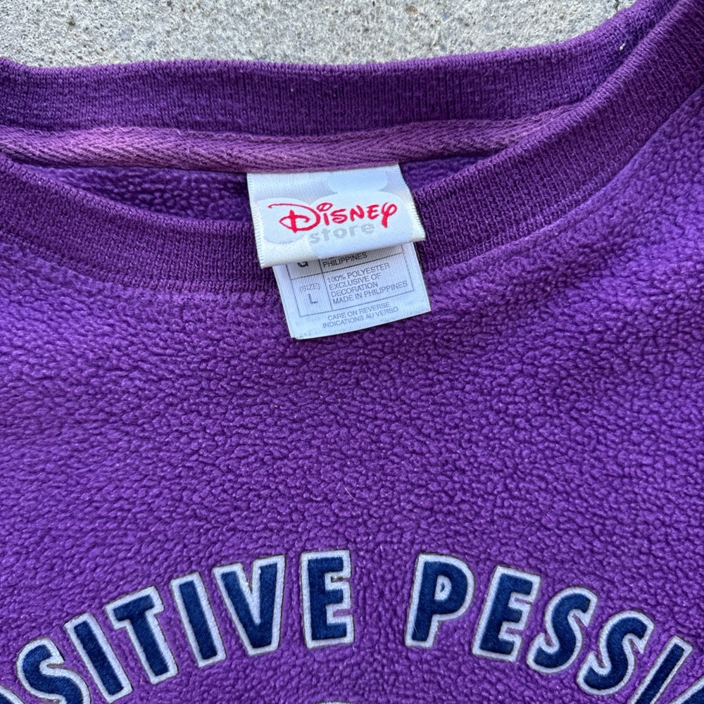 Vintage Disney Y2K Eeyore “A Positive Pessimist” Boxy Fleece Crewneck Sweatshirt - Picture 4 of 4